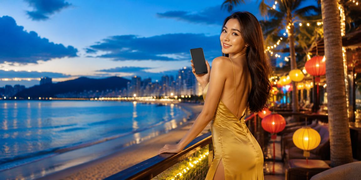 Người dùng truy cập 120b trên điện thoại tại bãi biển Đà Nẵng